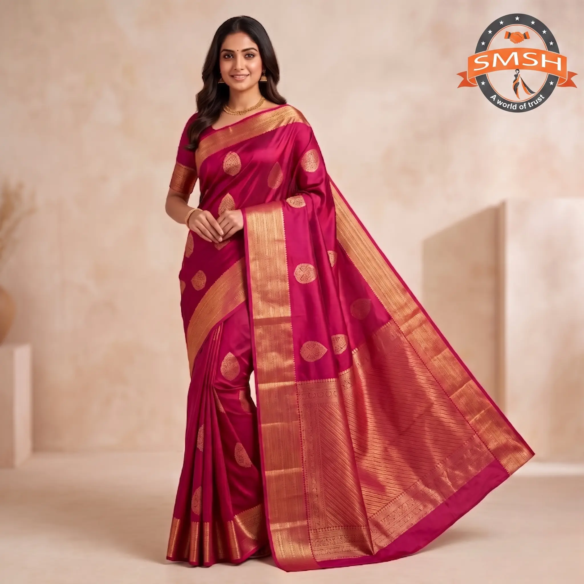 Magenta Vintage Butta Silk Saree